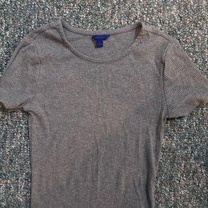 Aeropostale Gray Ribbed Short Sleeve Tee